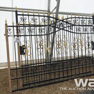 (2) BI-PARTING WROUGHT IRON DRIVEWAY GATES