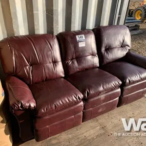 3 PIECE RECLINING LEATHER SOFA  LOVE SEAT & CHAIR
