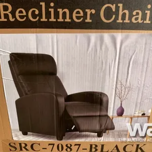 BLACK RECLINER ACCENT CHAIR & FOOT REST