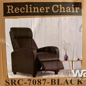 BLACK RECLINER ACCENT CHAIR & FOOT REST