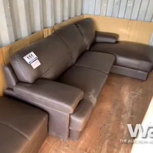 (UNUSED) LEATHER 2 SEAT CHAISE & OTTOMAN
