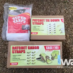 (UNUSED) (10) 2" X 20 FT. RATCHET STRAPS & TARP