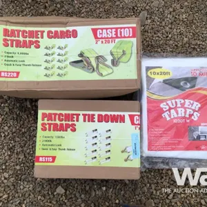 (UNUSED) (10) 2" X 20 FT. RATCHET STRAPS & TARP