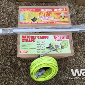 4" X 30 FT. WINCH STRAPS, AIR HOSE, SNIPE