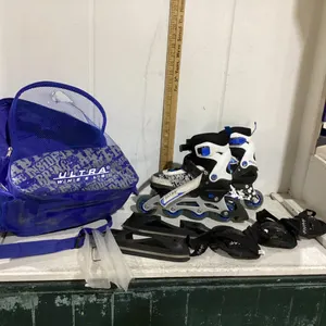 (2) BOXES W/ ULTRA WHEELS DUAL SKATES - ROLLERBLADES & ICE SKATES, BALL GLOVE, RAWLING CLEATS