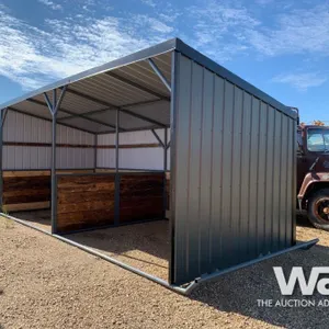 GREY & BLACK TIN 24 X 10 FT. LIVESTOCK SHELTER