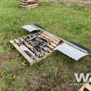 PALLET OF GREASE GUNS & TRUCK FENDER