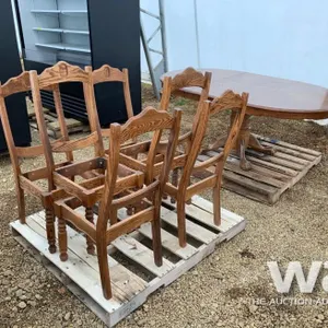 PEDESTAL TABLE TABLE & 6 CHAIRS