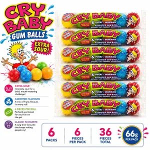 6 DUBBLE BUBBLE CRY BABY EXTRA SOUR GUM BALL