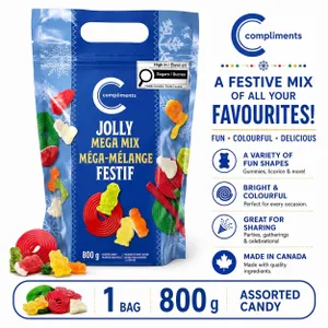 COMPLIMENTS JOLLY MEGA MIX CANDY 800G BB 07/26