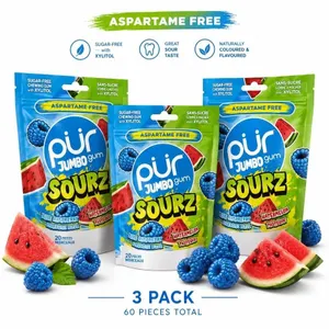 3 PUR JUMBO GUM SOURZ BLUE RAZ WATERMELON 81G