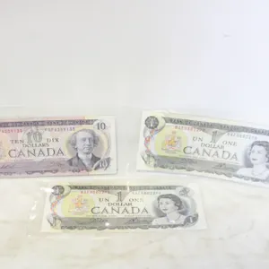 1973 2 CONSECUTIVE $1 BILLS UNCIRC. $10 B 1971