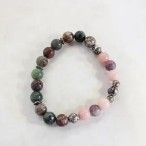 HANDMADE INDIAN AGATE GEMSTONE STRETCH BRACELET