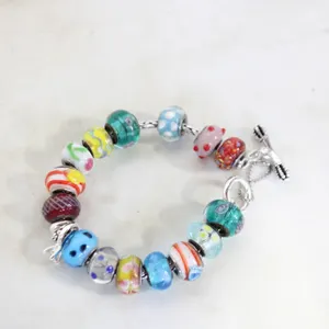 MURANO GLASS BEAD W CRYSTAL RING BRACELET