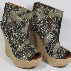 SIZE 6.5 STUDDED / BLINGED WEDGE BOOTS