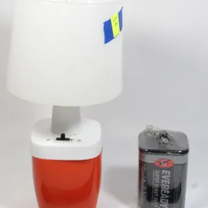 VINTAGE ORANGE + WHITE PLASTIC CAMPING LANTERN WITH BATTERY