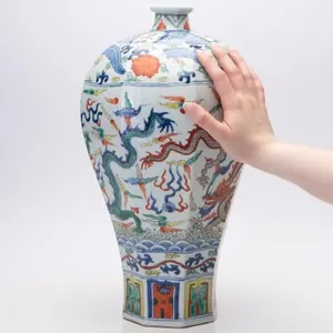 WUCAI OCTAGONAL DRAGON MEIPING VASE