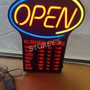 Illuminated OPEN Sign w/ Hours ~20 x 26