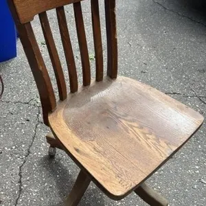 Antique Oakwood rolling office chair