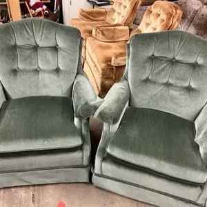 Green Upholstered Armchairs