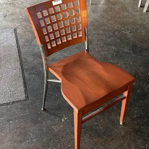 LOT OF MATCHING WOOD AND METAL LATTICE BACK DINING CHAIRS