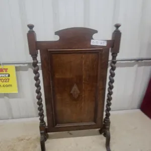 Antique Oak Barley Twist Fireplace Screen with Diamond Accent Panel 18 x 30"