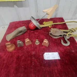 Vintage Churn, Cow Bells, Block Pulley with Rope