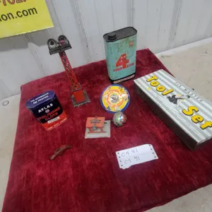 Fix Master Tool Set in Original Box, Tin Toys, Atlas Polishing Cloth Tin, and More