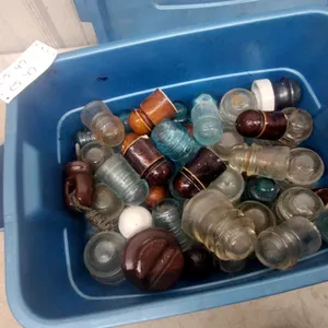 Collection of Vintage Glass and Ceramic Electrical Insulators in Assorted Colors