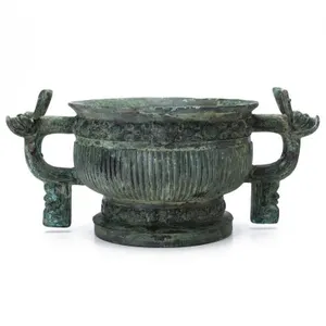 ARCHAIZED BRONZE ANIMAL MASK RITUAL GUI VESSEL