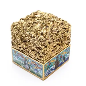 CHINESE CLOISONNE & BRASS DRAGON SEAL