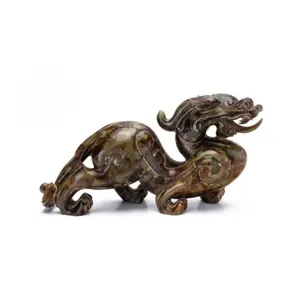 ARCHAIC STYLE CARVED HARDSTONE BIXIE / CHIMERA