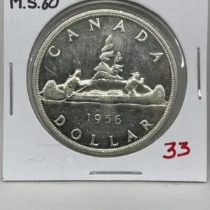 1956 Cdn Silver Dollar -ms60