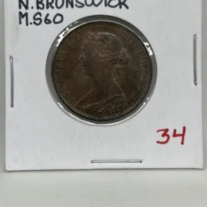 1864 Long 6 New Brunsw Large Cent-ms60