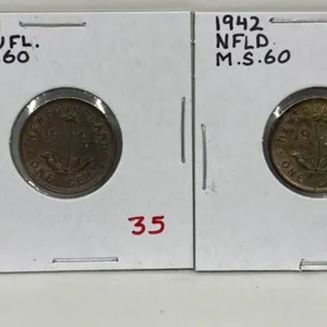 1941, 42 Nfld Small Cents - Both Ms60