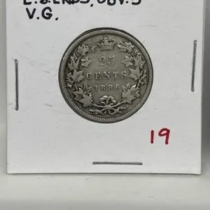 1886 L B  Cdn Silver 25 Cents-vg