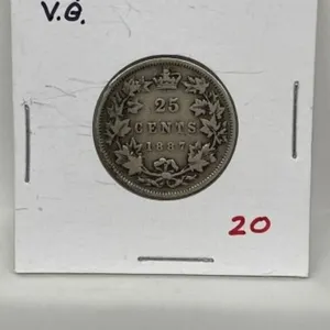 1887  Cdn Silver 25 Cents-vg