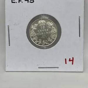1911 Cdn Silver 10 Cents-ef45
