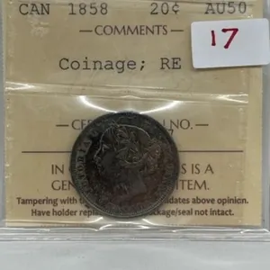 1858 Cdn Silver 20 Cents - Iccs-au50