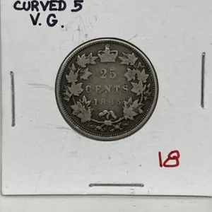 1885 C5 Cdn Silver 25 Cents-vg