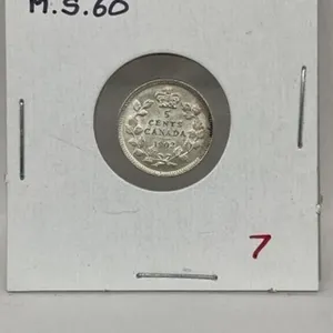 1902 Cdn Silver 5 Cents-ms60