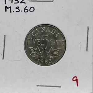 1935 Cdn Silver 5 Cents-ms60