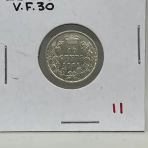 1891 Cdn Silver 10 Cents-22lvs-vf30