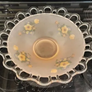 12" Open Lace Pink Depression Glass Fruit Bowl