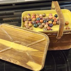 Old Tin with 50+ Antique Clay Marbles
