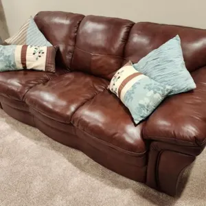 Premium Leather 3-Seat Sofa, Espresso Brown