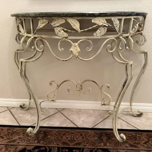 Wrought Iron Console Table With Marble Top