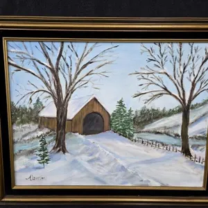 29"�23" Framed Winter Scene Oil on Canvas