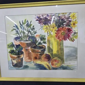 1971 32"�26" Framed Floral Watercolor