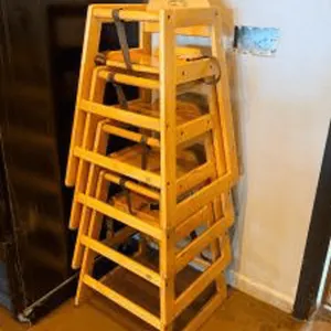 (4) WINCO WOOD STACKING HIGH CHAIRS